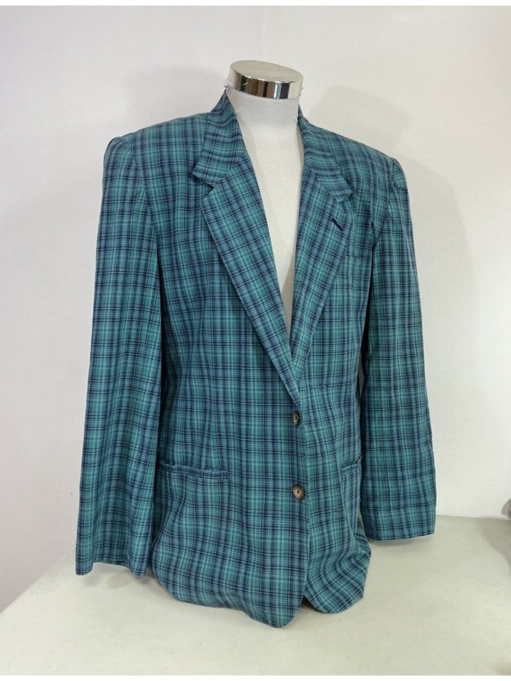 Blue Plaid Blazer Preppy Varsity Mens Medium